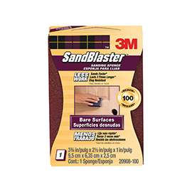 3M SandBlaster 20908-100 Sanding Sponge, 100-Grit, Aluminum Oxide, Foam Backing