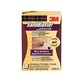 3M SandBlaster 20908-80 Sanding Sponge, 80-Grit, Aluminum Oxide, Foam Backing, Maroon