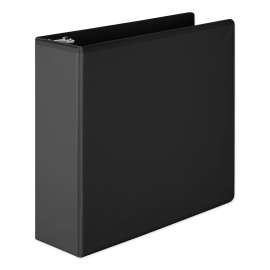 Heavy-Duty Round Ring View Binder with Extra-Durable Hinge, 3 Rings, 3" Capacity, 11 x 8.5, Black