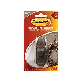 Command Forever Classic FC12-ORB Decorative Hook, 3 lb Weight Capacity, Metal, Oil-Rubbed Bronze