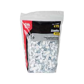 GB PS-175BG/J Insulated Cable Staple, 1-1/4 in L Leg, Plastic/Polyethylene, Bag