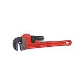 Heavy-Duty Straight Pipe Wrench, Steel Jaw, 10 in