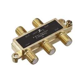 Zenith VS1001SP4W Coax Splitter, 900 MHz, Gold