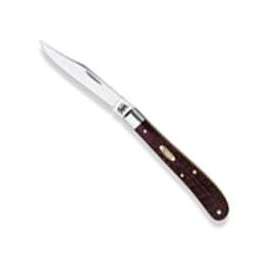 CASE 00135 Folding Pocket Knife, 3-1/4 in L Blade, 1-Blade, Brown Handle