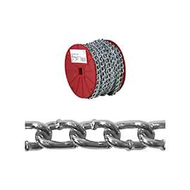 Campbell 0722527 Twist Link Coil Chain, 520 lb Working Load Limit, #2/0, Steel, Zinc