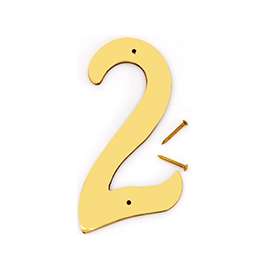 HY-KO BR-40/2 House Number, Character 2, 2-1/2 in W x 4 in H Character, Brass Character