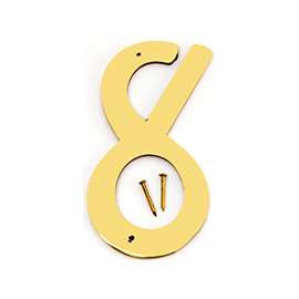 HY-KO BR-40/8 House Number, Character 8, 2-1/2 in W x 4 in H Character, Brass Character