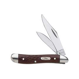 CASE 00046 Folding Pocket Knife, 2.1 in Clip, 1.53 in Pen L Blade, 2-Blade, Brown Handle