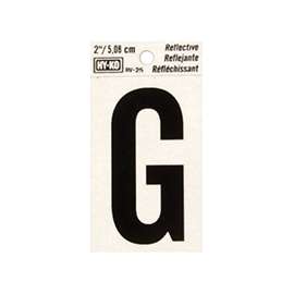 HY-KO RV-25/G Reflective Letter, Character G, 2 in H Character, Black Character