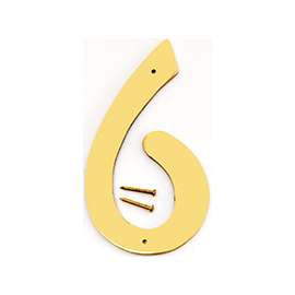 HY-KO BR-40/6 House Number, Character 6, 2-1/2 in W x 4 in H Character, Brass Character