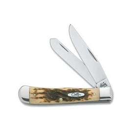 CASE 00163 Folding Pocket Knife, 3-1/4 in Clip, 3.27 in Spey L Blade, 2-Blade, Amber Handle