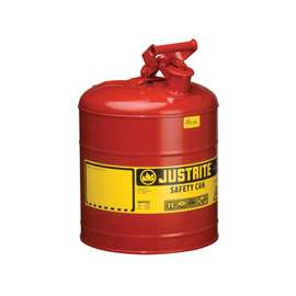Justrite 7150100 Safety Can, 5 gal Capacity, Steel, Red