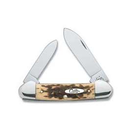 CASE 00263 Folding Pocket Knife, 2.6 in Spear, 1.97 in Pen L Blade, 2-Blade, Amber Handle
