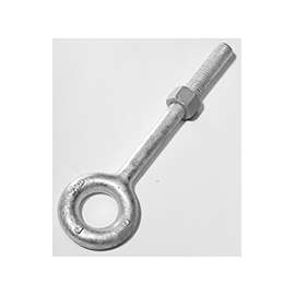 BARON 24-3/8X2-1/2 Eye Bolt, 3/8 in Thread, 1-1/2 in L Thread, 3/4 in ID x 1-1/2 in OD Dia Eye, Galvanized Steel