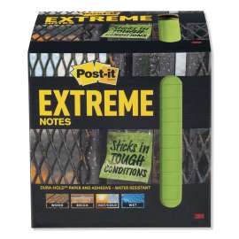 Water-Resistant Self-Stick Notes, Green, 3" x 3", 45 Sheets, 12/Pack