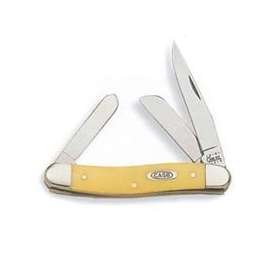 CASE 00035 Folding Pocket Knife, 2.57 in Clip, 1.88 in Sheepfoot, 1.71 in Spey L Blade, 3-Blade, Yellow Handle