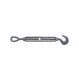 BARON 16-3/8X6 Turnbuckle, 1000 lb Weight Capacity, Hook Fitting A, Eye Fitting B, Galvanized Steel