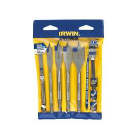 IRWIN 88898 Standard Spade Bit Set, HSS, 6-Piece, For Standard Quick-Change Chucks