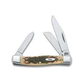 CASE 00079 Folding Pocket Knife, 2.57 in Clip, 1.88 in Sheep Foot, 1.76 in Pen L Blade, 3-Blade, Amber Handle
