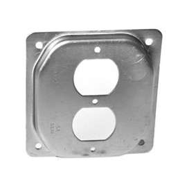 RACO 902C Exposed Work Cover, 4-3/16 in L, 4-3/16 in W, Square, Galvanized Steel, For 1 Duplex Receptacles