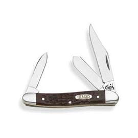 CASE 00217 Folding Pocket Knife, 2-1/2 in Clip, 1.67 in Spey, 1.52 in Pen L Blade, 3-Blade, Brown Handle