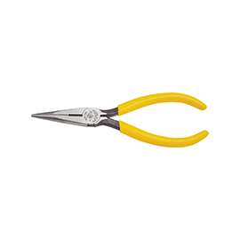 Klein D203-6 Nose Plier, Steel Jaw, 6-5/8 in OAL, Yellow Handle