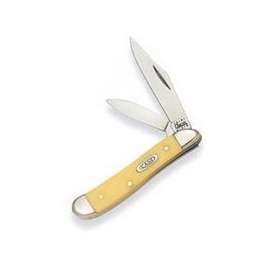 CASE 030 Folding Pocket Knife, 2.1 in Clip, 1.53 in Pen L Blade, 2-Blade, Yellow Handle