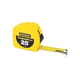 STANLEY 30-454 Measuring Tape, 25 ft L x 1 in W Blade, Steel Blade, Yellow