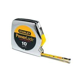 STANLEY 33-115 Pocket Measuring Tape, 10 ft L x 1/4 in W Blade, Steel Blade, Chrome