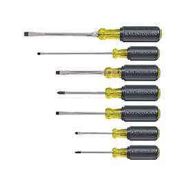 Klein 85076 Cushion-Grip General Purpose Screwdriver Set, Steel, Black, Chrome, 7-Piece
