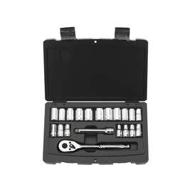 STANLEY 92-802 Standard Length Socket Set, Steel, Silver, Chrome, 20-Piece
