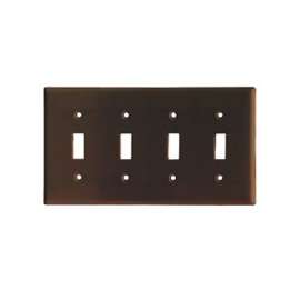Eaton Wiring Devices 2154B-BOX Standard-Size Wallplate, 4-Gang, Thermoset, Brown