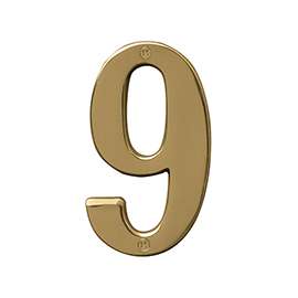 HY-KO Prestige BR-51PB/9 House Number, Character 9, 5 in H Character, Brass Character