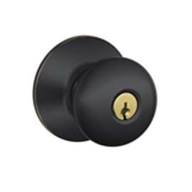 Schlage Plymouth F51A VPLY716 Keyed Entry Knob, 1-3/8 to 1-3/4 in Thick Door, Brass/Zinc, Aged Bronze