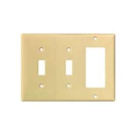 Eaton Wiring Devices 2173V-BOX Combination, Standard Wallplate, 3-Gang, Thermoset, Ivory
