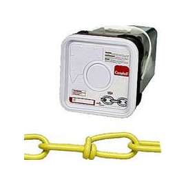 Campbell PD0752496 Loop Chain, 255 lb Working Load Limit, #2/0, Low Carbon Steel, Yellow Poly-Coated