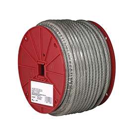 Campbell 7000497 Aircraft Cable, 340 lb Working Load Limit, 250 ft L, 1/8 in Dia, Steel