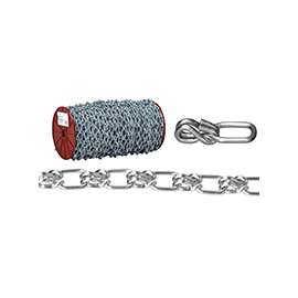 Campbell 072-2427 Lock-Link Single Loop Chain, 405 lb Working Load Limit, 3/0, Steel, Zinc