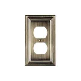 Amerelle 94DBB Duplex Receptacle Wallplate, 1-Gang, Metal