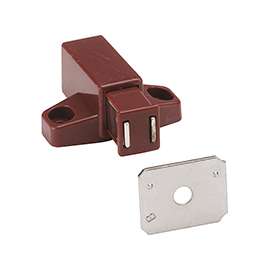 Amerock BP32301BR Magnetic Catch, 1-11/16 in L x 2 in W Catches, Acetal/Steel, Brown