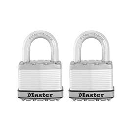 Master Lock Magnum M5XT Keyed Padlock, 2 in W Body, 1 in H Shackle, Stainless Steel