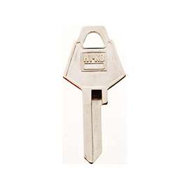 Hy-Ko 11010XL7 Key Blank, 1.98 in L x 0.9 in W, Brass, Nickel Plated