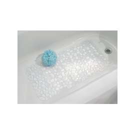 iDESIGN 80010 Pebble Bath Mat, 26-1/2 in L, 13-3/4 in W, PVC, Clear