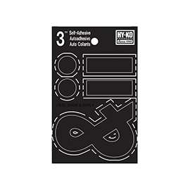 HY-KO 30400 Series 30437 Die-Cut Symbol Set, Character . - &, 3 in H Character, Black Character