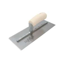 Marshalltown 701S Trowel, 11 in L, 4-1/2 in W, V Notch, 5/32 in W x 7/32 in D Notch