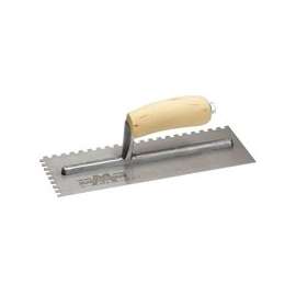 Marshalltown 702S Trowel, 11 in L, 4-1/2 in W, Square Notch, 1/4 in W x 1/4 in D Notch
