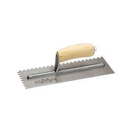 Marshalltown 703S Trowel, 11 in L, 4-1/2 in W, Square Notch, 3/16 in W x 1/8 in D Notch