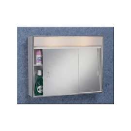 Zenith 701L Medicine Cabinet with Incandescent Light, 2-Shelf, Steel, White
