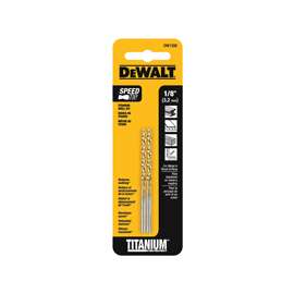 DeWALT DW1308 Jobber Bit Drill Bit, Parabolic Flute, 1-1/8 in L Flute, Straight Shank, 1-1/8 in L Shank