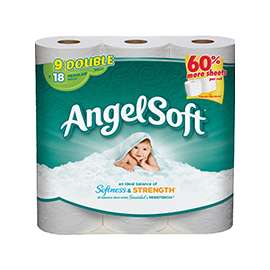 Angel Soft 77171 Bathroom Tissue, 2-Ply, 9 Roll